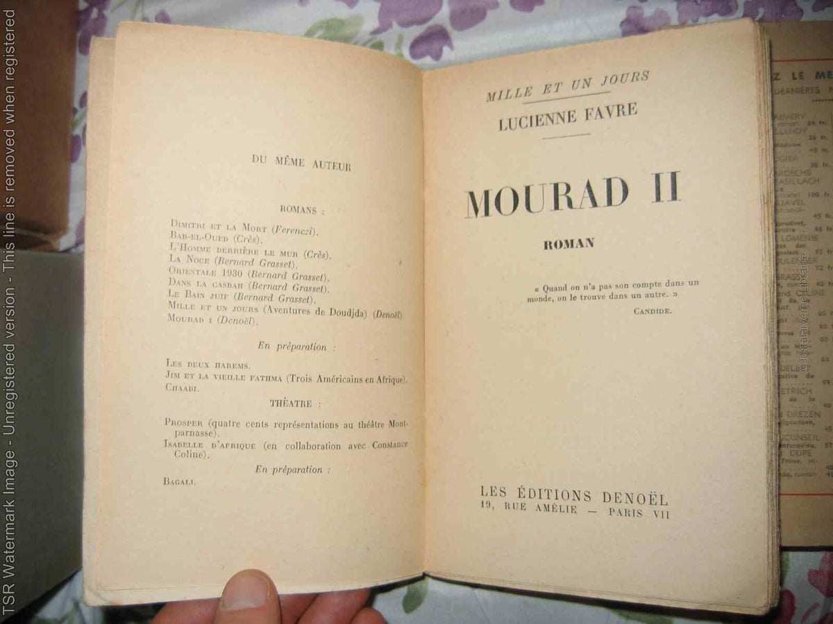 Lucienne FAVRE - Mourad I and II - 2 Vol 1944-1948 Algerianism Novels