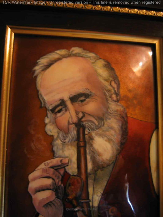 "Le Fumeur de Pipe" Emaux d'Art Limoges Patrick Rathonie (Kharto) Superbe