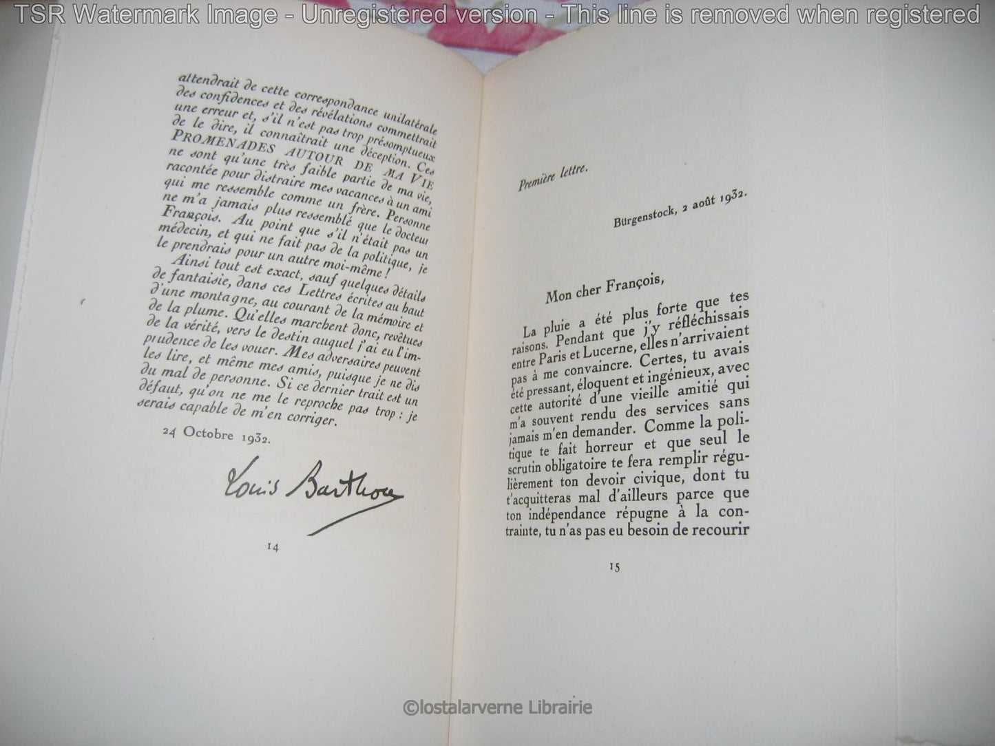 Promenades autour de ma Vie - Louis Barthou Edition Originale 1/500 1933