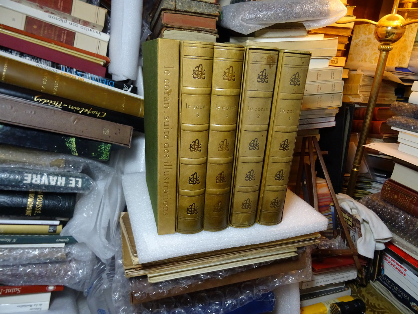 2 LOTS - Le Coran - Manuscrit Ibn al-Bawwab Club du Livre 5 Vol illustrés par Zenderoudi Avec SUITE