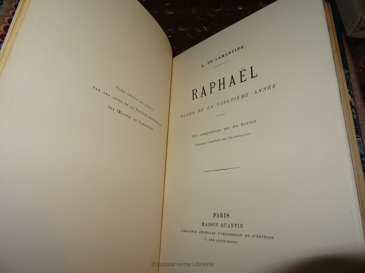 Raphaël - Lamartine Belle Reliure Maroquin signée - Champollion avec Suite 1885