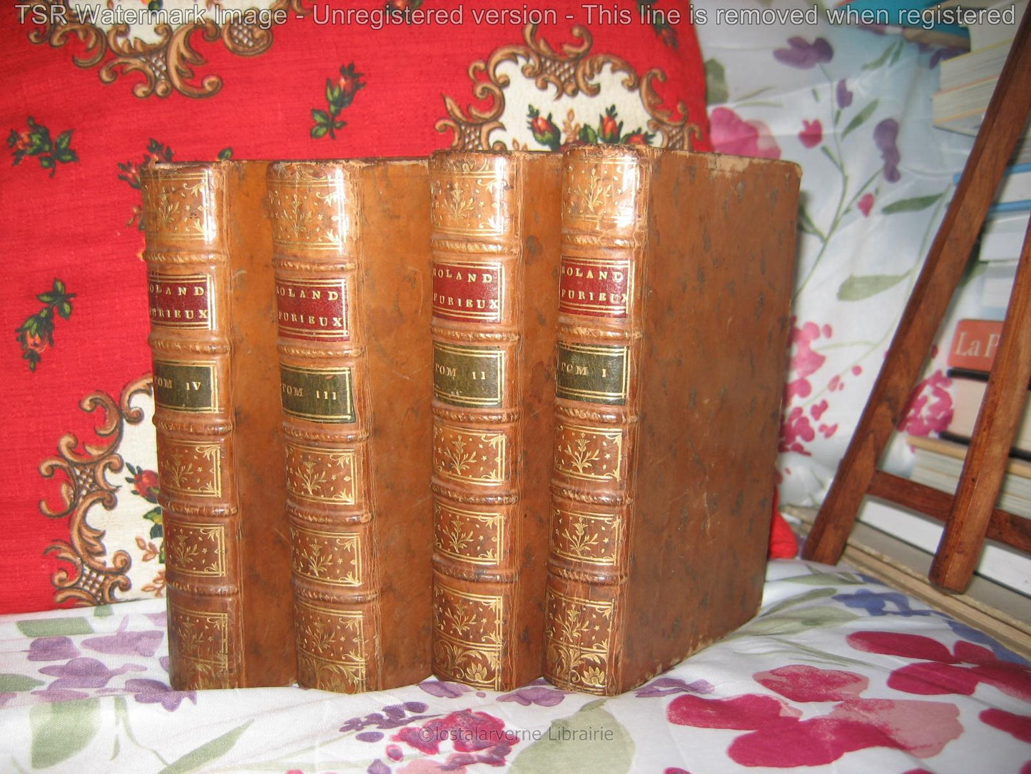 "Roland Furieux" Arioste 4 vol Belle rel Plein Cuir 1780 Trad par Comte Tressan