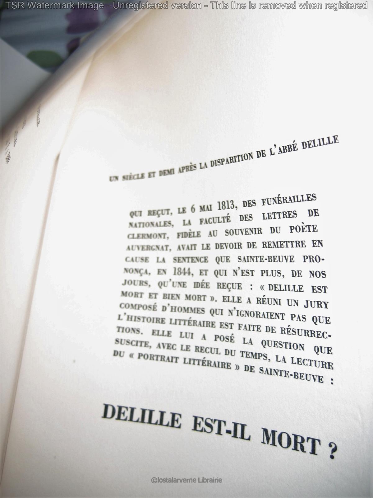 Delille est-il Mort? Etudes Sur le célèbre Poète avec 4 inédits EO + Suite 1967