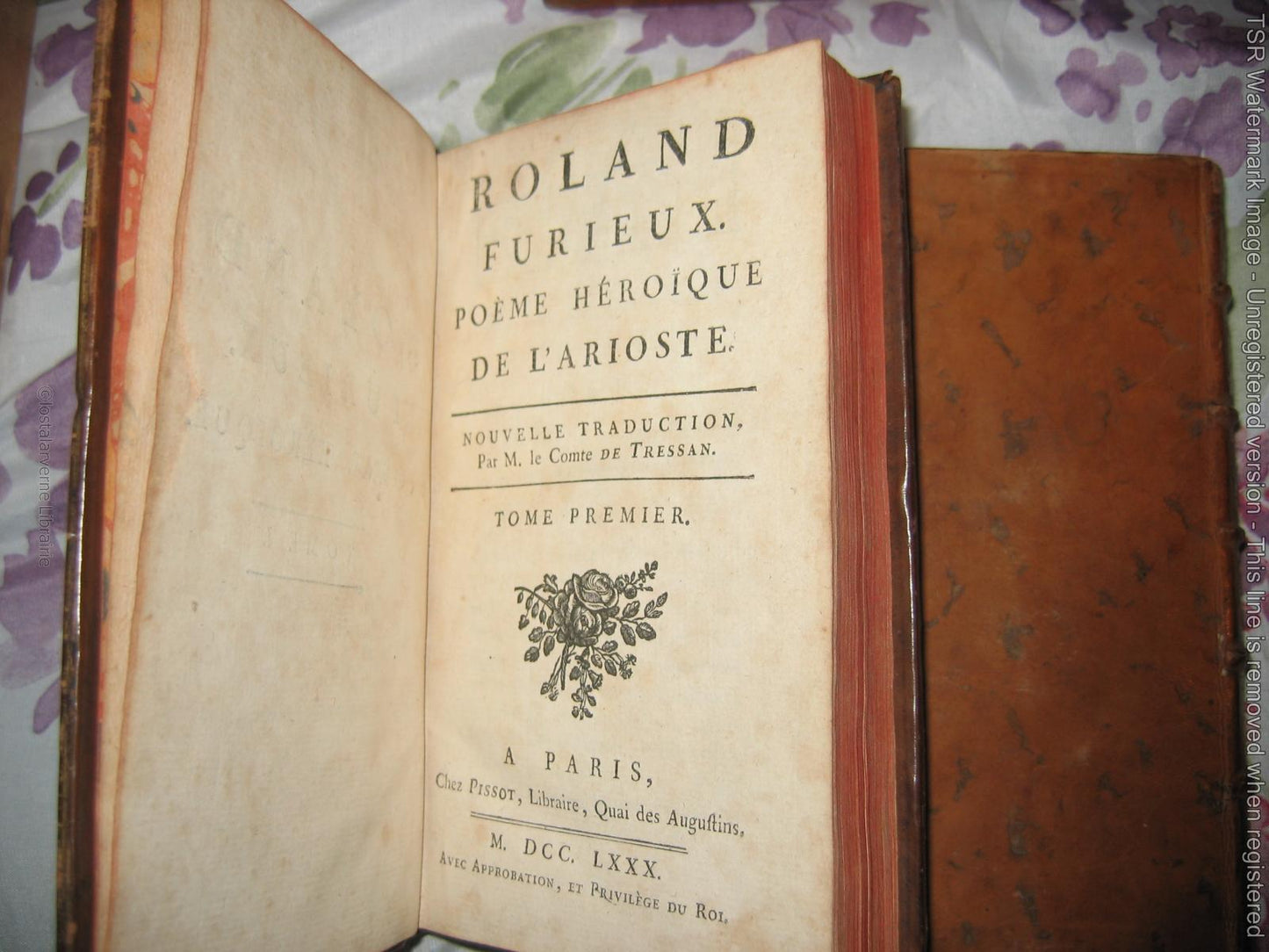 "Roland Furieux" Arioste 4 vol Belle rel Plein Cuir 1780 Trad par Comte Tressan