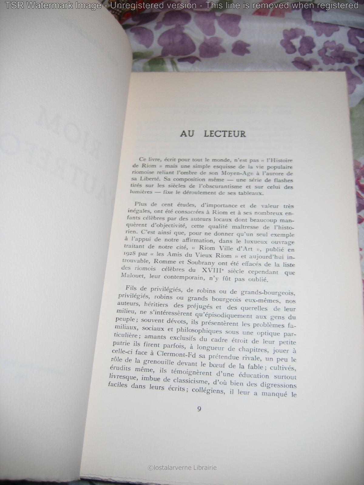 René Bouscayrol RIOM d'Autrefois Dédicacé ill 1/75 sur pur fil EO 1960 Auvergne