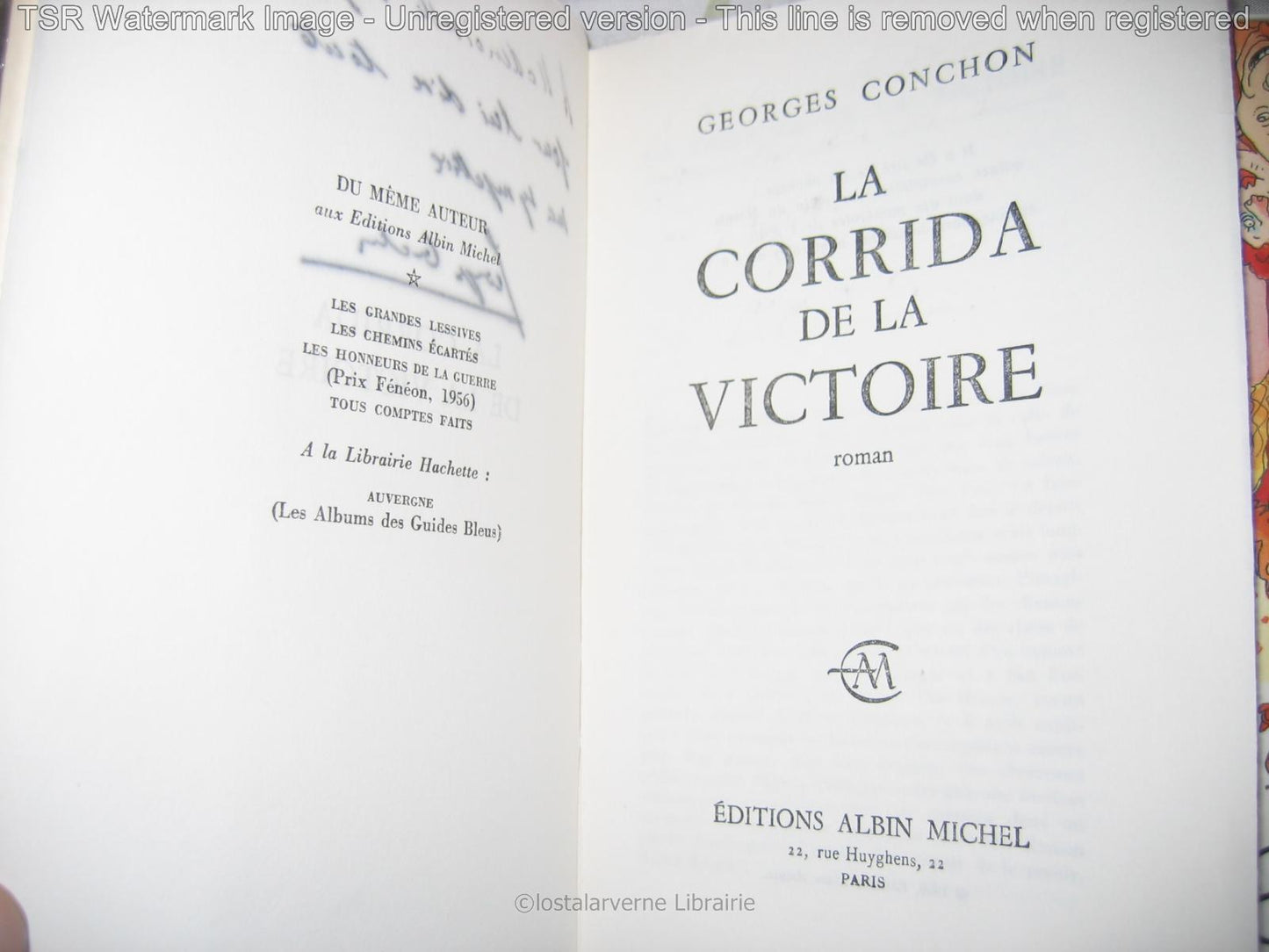 "La Corrida de la Victoire" Georges Conchon Envoi de L'auteur 1960 Albin Michel