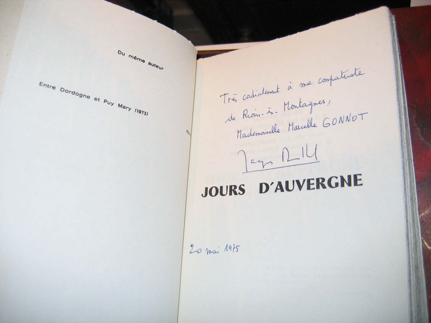 "Jours d'Auvergne" Jacques MALLOUET Edition Originale avec Envoi 1/678 1975 ill.