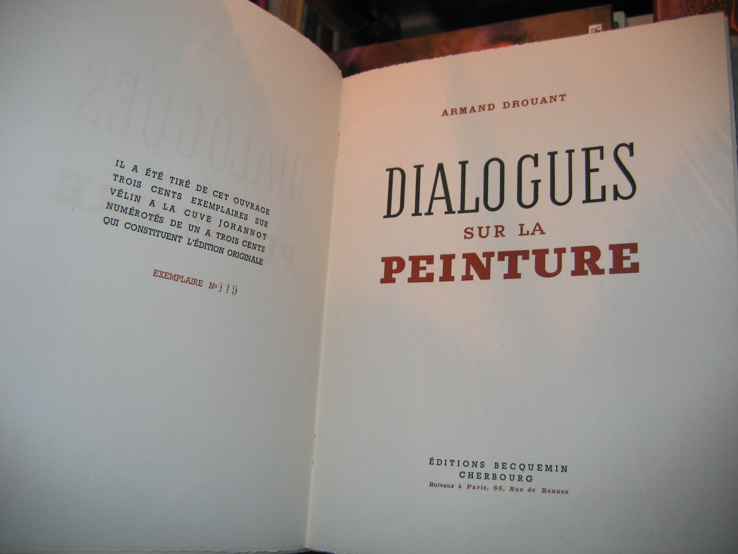 "Dialogues sur la Peinture" Armand Drouant Edition Originale Illustrée Superbe