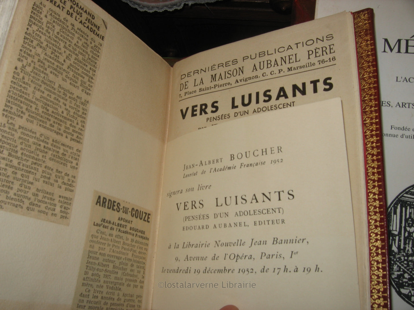 Vers Luisants - Jean Albert Boucher EO 1952 1/25 Avec Envoi et Truffé Autographe