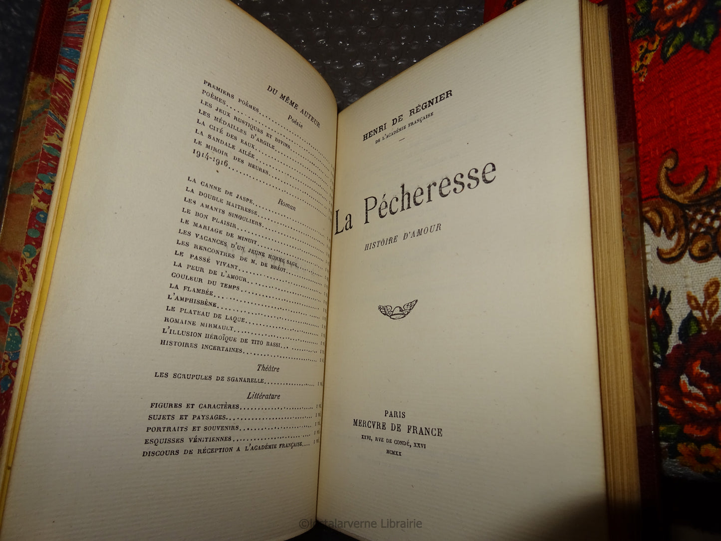 La pécheresse - Henri de Régnier - Superbe reliure Maroquin mosaïquée 1/515 1920