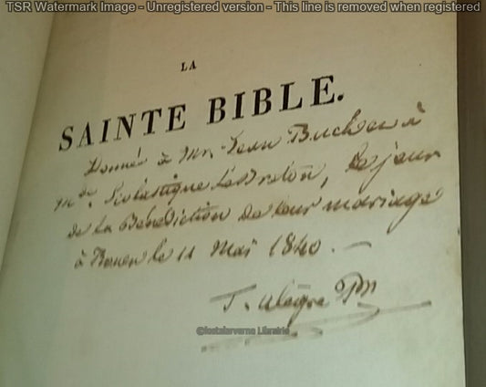 La Sainte Bible de David Martin 1820 - Belle Reliure - Protestantisme - Ex Dono